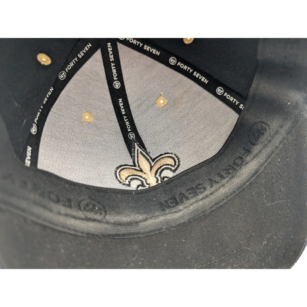 47 Brand New Orleans Saints Hat Black Gold Fleur-de-lis Stretch Fit Cap NFL OSFA